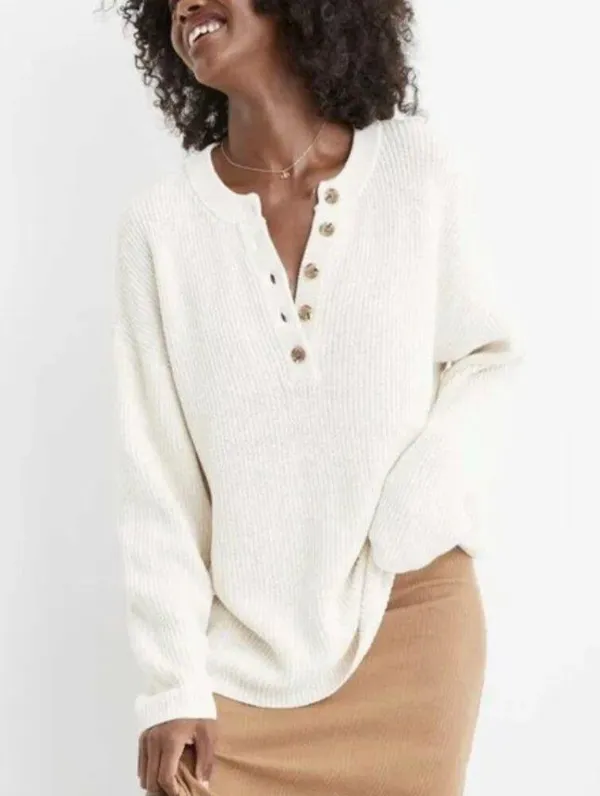 NWT aerie Ivory Henley Sweater XS - Image 3