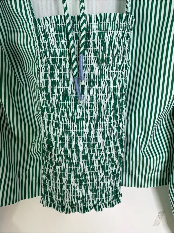Anthropologie Maeve Embroidered Blouse Green Stripe Size XS - Image 7