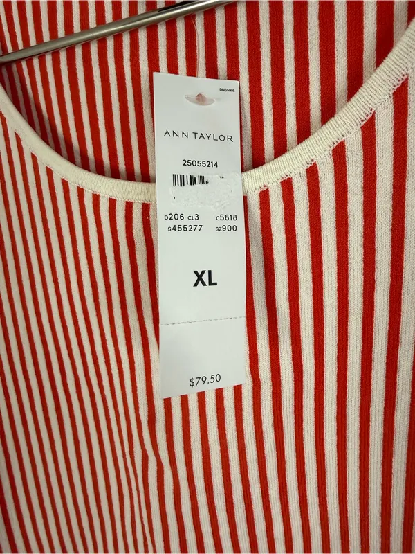 And Taylor NWT red, vertical striped sleeveless, belted knit top XL - Image 5