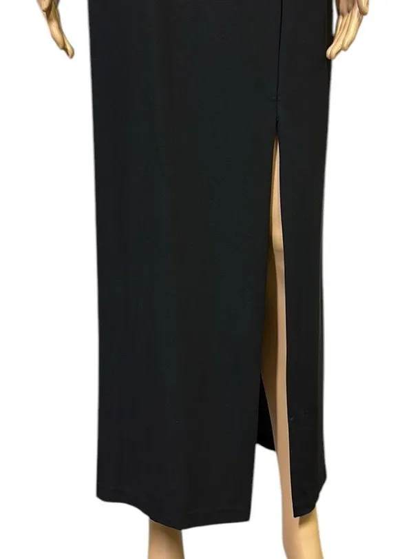 Jazz II Formal Black Velvet Accent Slit Front Sleeveless Maxi Gown Dress Size 10 - Image 6