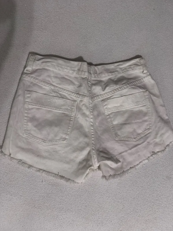 Free people white jean shorts with design - Image 2
