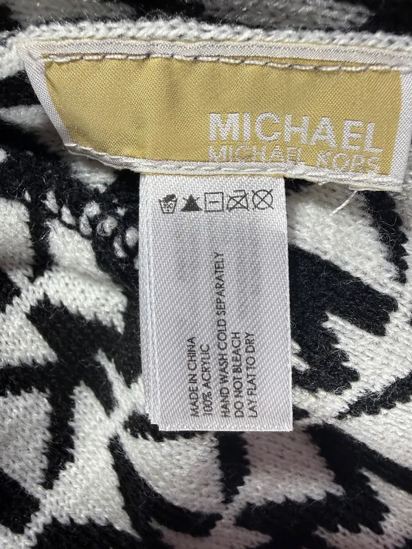 Michael Kors MK Logo Beanie Hat Black White Monogram Knit Winter Cap - Image 6