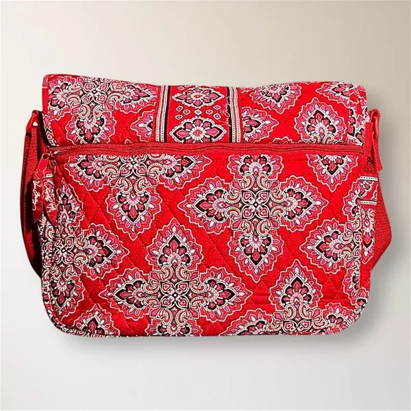 Vera Bradley Frankly Scarlet Red‎ Pink Quilted Messenger Bag Laptop Tote Boho - Image 2