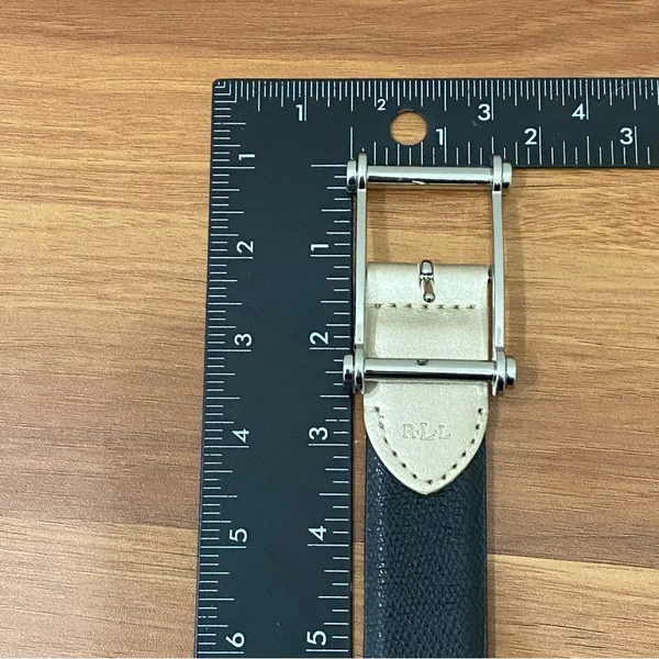 LAUREN Ralph Lauren Black & Gold Leather Reversible Women’s Belt Waist 29.5-33.5 - Image 10