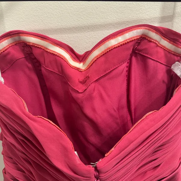 VTG Y2K Bill Levkoff Pink Chiffon Pintuck Strapless Mini Dress Party Hoco XXS XS - Image 9