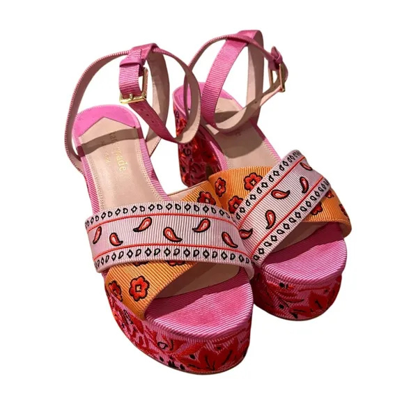 Kate Spade New York Rio Bandana Patchwork Platform Sandals Women's Sz. 9 - Image 4