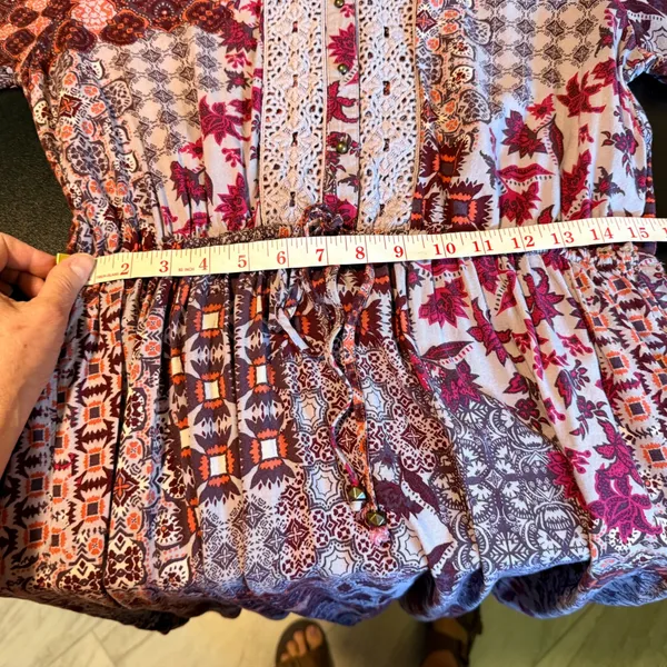 Knox Rose Large Purple Red Boho Patchwork Crochet Lace High Low‎ Dress - Image 7