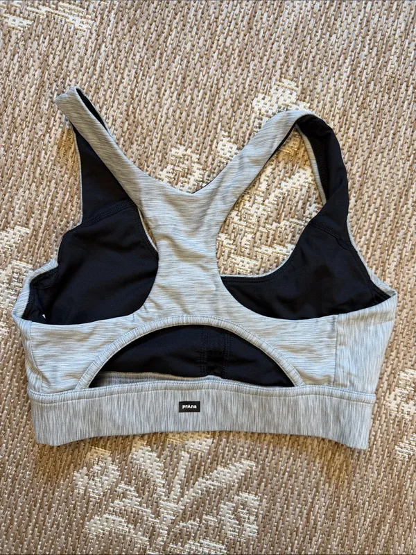 Prana Light Grey Racerback Sports Bra with Black Lining - Image 2
