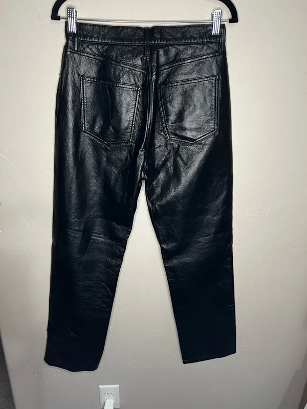 Agolde 90’s Pinch Waist Recylced Leather Blend High Rise Lined Black Detox Pants - Image 9