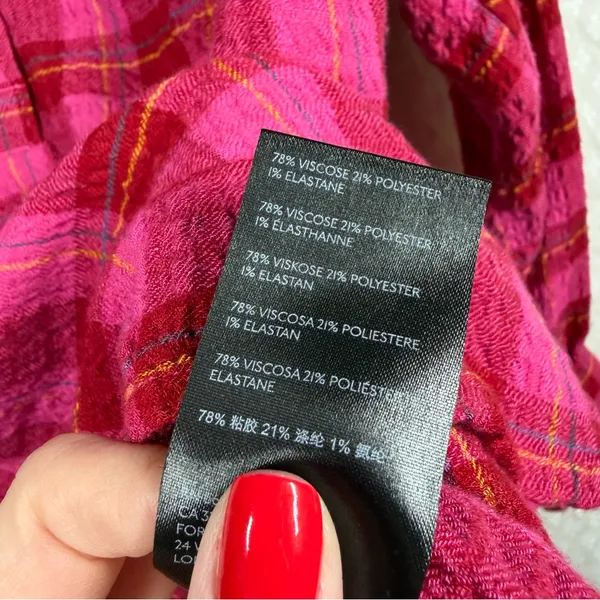 Anthropologie Pink Plaid Isadora‎ Henley Flannel Top - Image 4