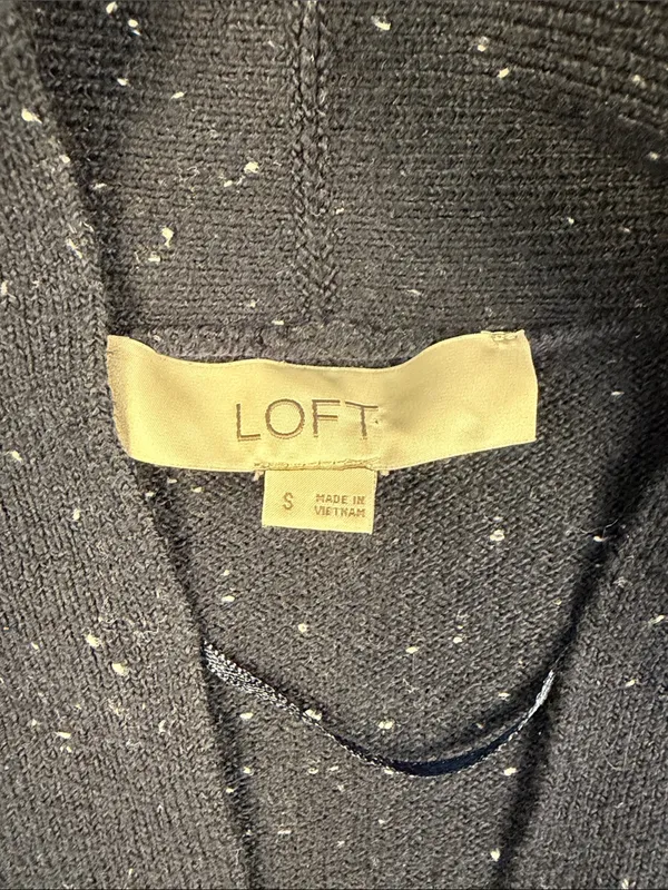 LOFT Navy Speckled Open-Front Knit Jacket - Image 2