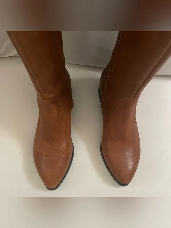 Nine West Women's Tall Leather Riding Boots - Brown Size 6.5 New in box - Image 8