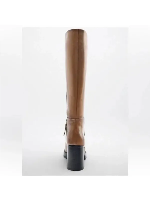 Zara Cow Leather Block Heel Knee Lenght Boots, Size Uk 8/Eur 41, Bnwt🏷 No Box - Image 3