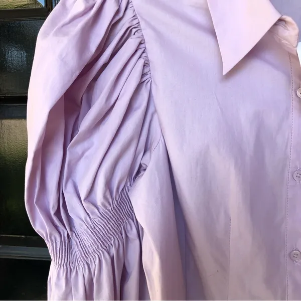ZARA STRETCHY POPLIN SHIRT TRF Lilac XS - Image 7