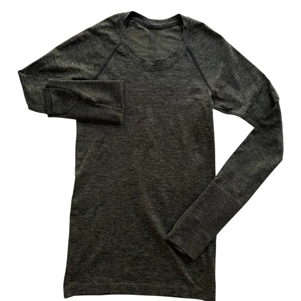 Lululemon Swiftly Tech Long Sleeve Crew 2.0 4 Heathered Army Green Black - Image 2