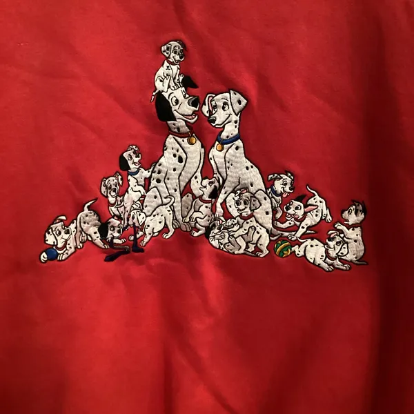 Vintage Disney Store 90s Embroidered 101 Dalmatians Red Crewneck L - Image 3