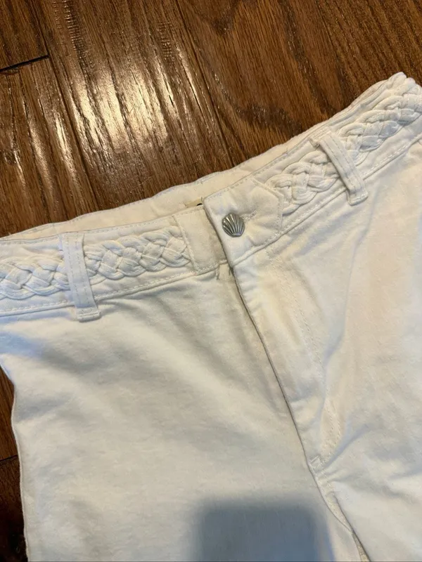 OAT New York white wide leg crop braided waistline jean 0/25 - Image 4
