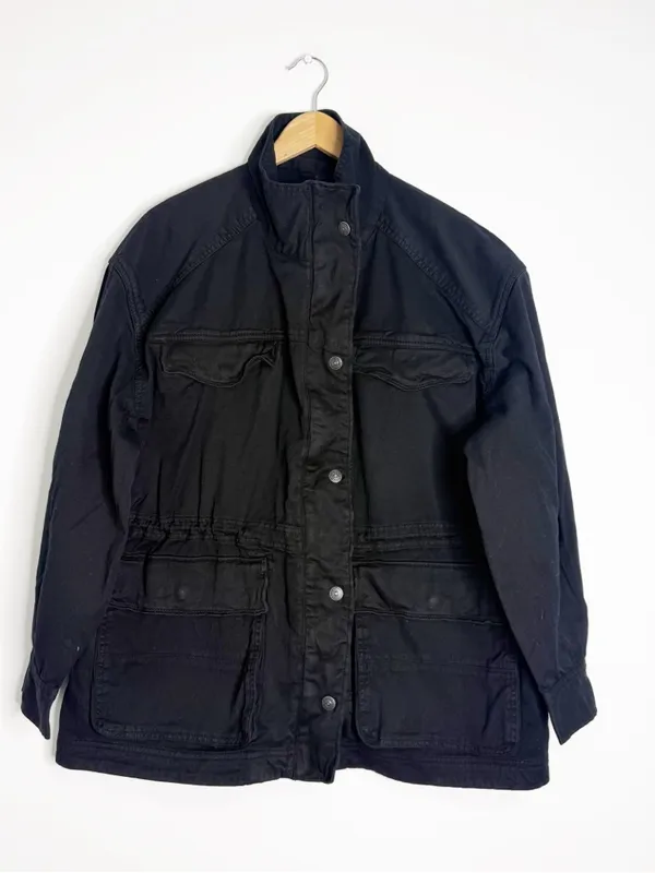 We The Free Free People Arya Utility Jacket Black Cotton Twill Size Medium - Image 6