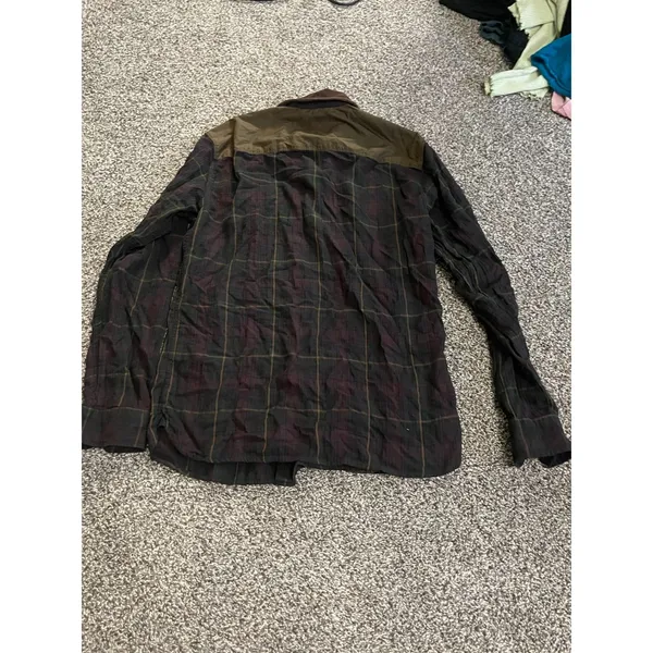 AllSaints Moorland Green and Brown Long Sleeve Flannel Plaid Shirt s - Image 11