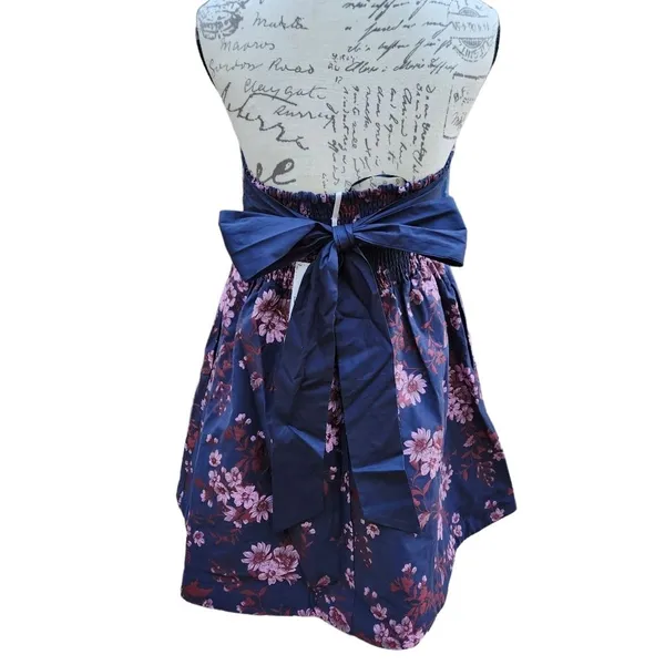 Free‎ People Matilda Tie Back Strapless Babydoll Mini Dress Size Large Blue - Image 5