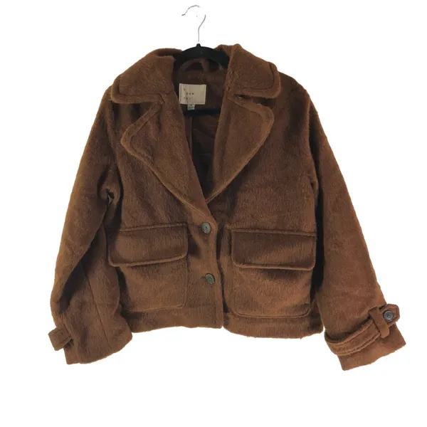 A New Day Womens Brown Button-Up Wool-Blend Jacket Size S - Image 3