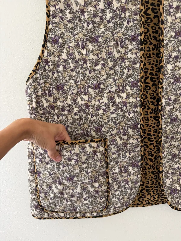 NWT-POL Floral Courdory Quilted Cheetah Oversized Vest Size small / medium - Image 9