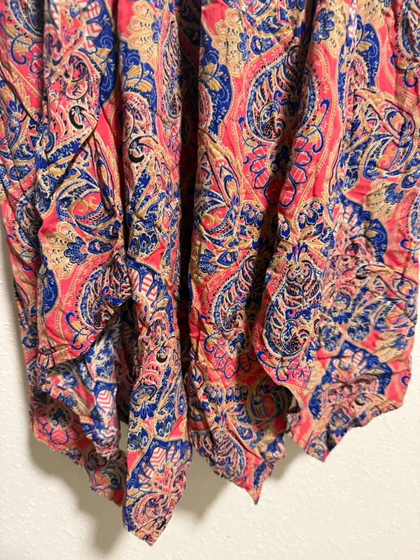 Miss Me Paisley Smocked Waist Handkerchief Hem Mini Dress‎ Red Blue Size Medium - Image 6