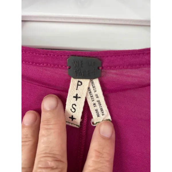 We The Free Free People Magenta Layered Long Sleeve Scoop Neck Top Small - Image 4