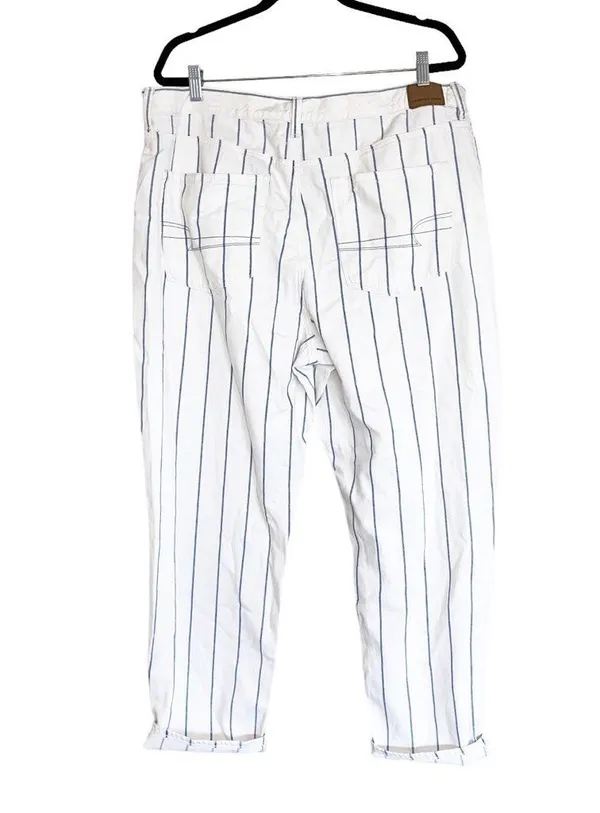 Nwt American Eagle Outfitters Blue White Striped High Rise Mom Jeans - Image 3