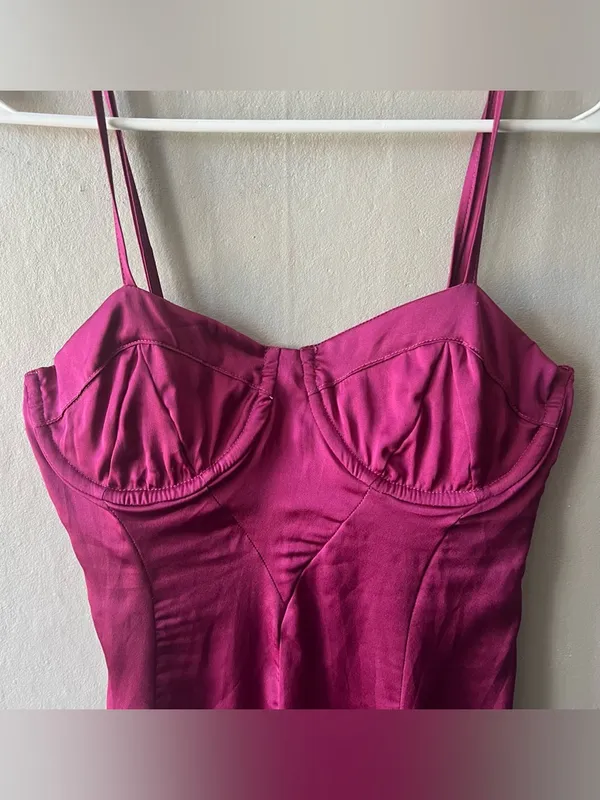 For Love & Lemons Isabella Bustier Hot Pink Fuchsia Mini Dress Size Small - Image 4