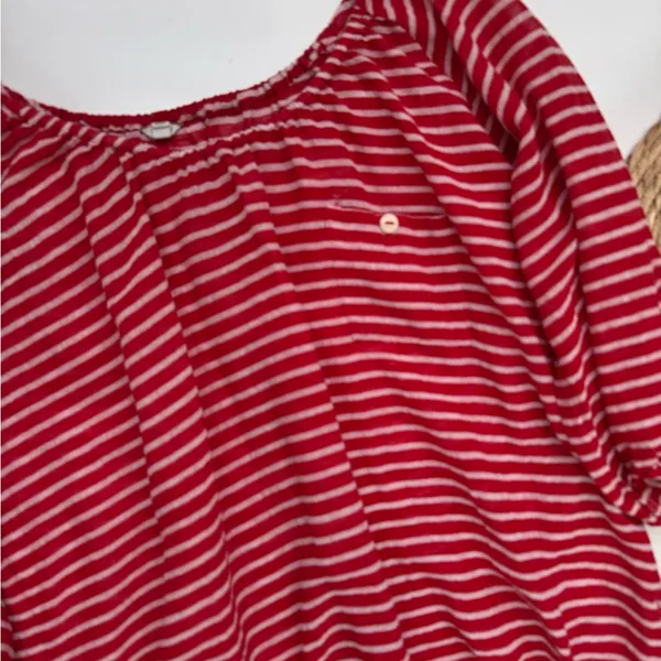 J.‎ Crew Red & White Sailor Striped Knit Peasant Top Size XS - Image 6