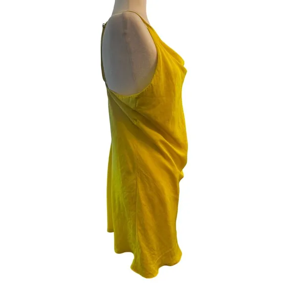 DANCE & MARVEL Lemon Yellow Slip Dress with Slight Cowl Neck in Sz Med - Image 2