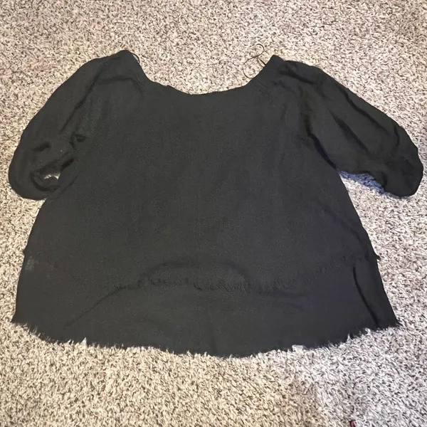 Umgee Black Puff Sleeve Casual Blouse Scoop Neck Lightweight Top Size M‎ - Image 5