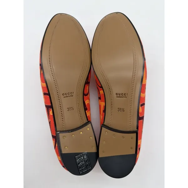Gucci Jordaan Womens Horsebit Flat Loafer Orange Canvas LOGO EU 38.5 US 8.5 $998 - Image 7