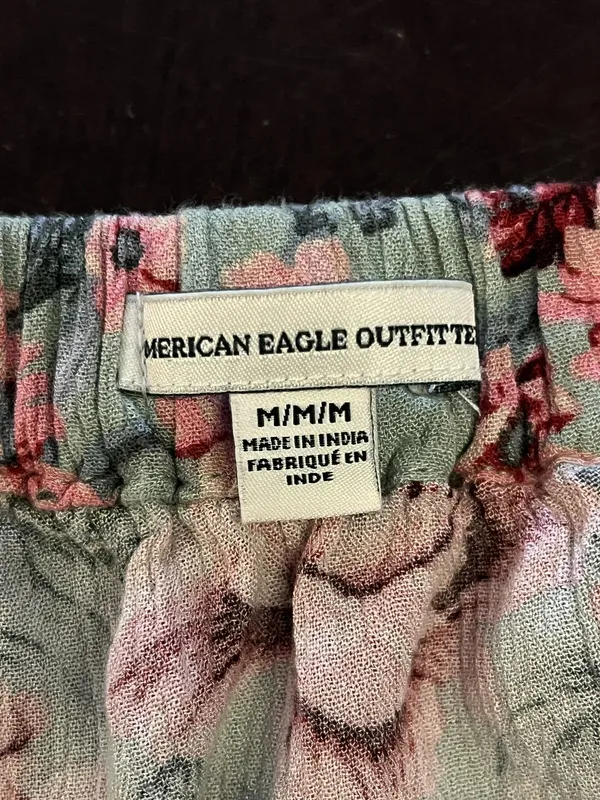 American Eagle Outfitters Skirt Womens Medium Blue Floral Wrap Elastic Waist - Image 4