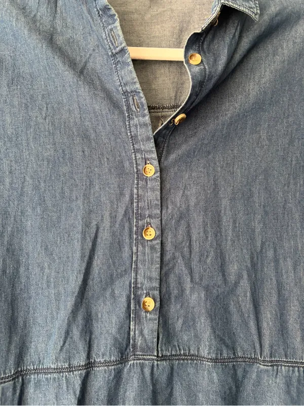 100% Cotton Denim Fringe Dress - Image 3