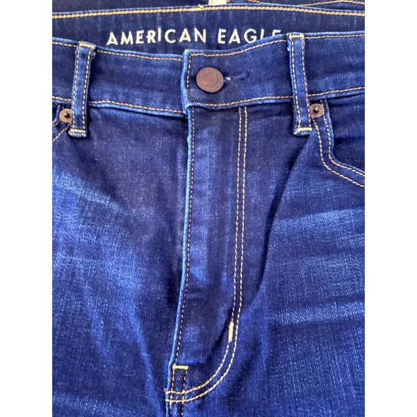 American Eagle Flare Jeans Womens 8 Long Blue Excellent Super Hi-Rise Stretch - Image 10