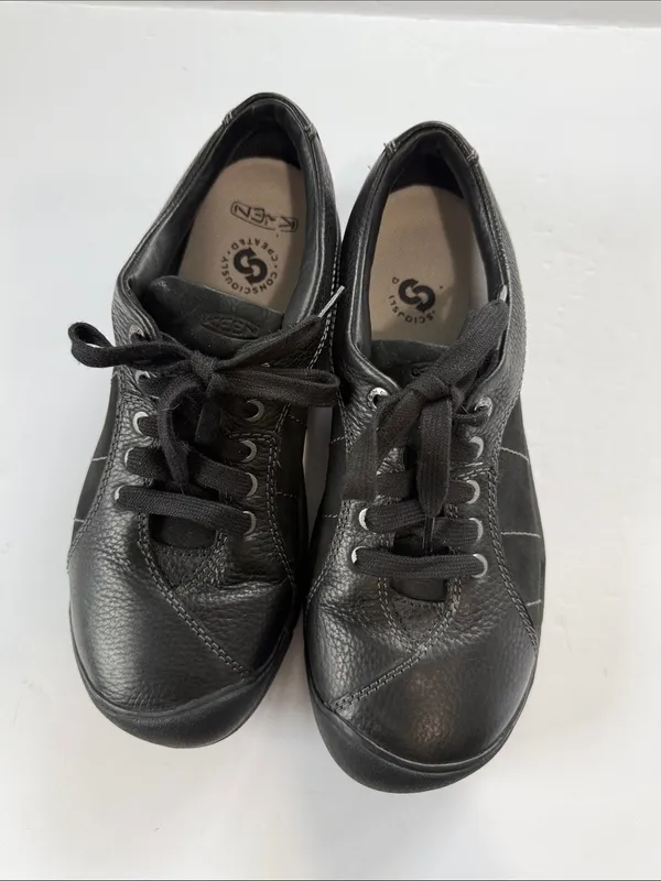 Keen Men's Black Leather Lace-Up Casual Sneakers - Image 5