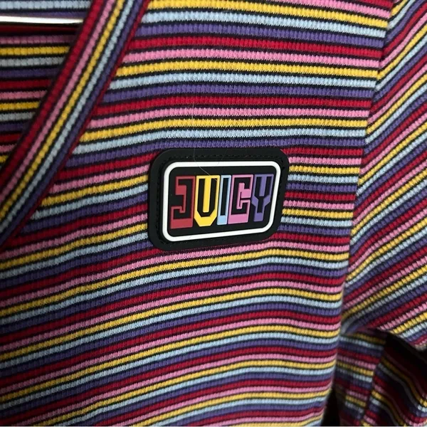 Juicy Couture Womens Midi Dress Multicolored Stripe Rib Knit Side Slit Small - Image 3
