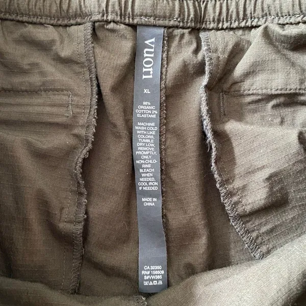 Vuori Women’s XL Olive Green Organic Cotton Utility Shorts Drawstring - Image 5