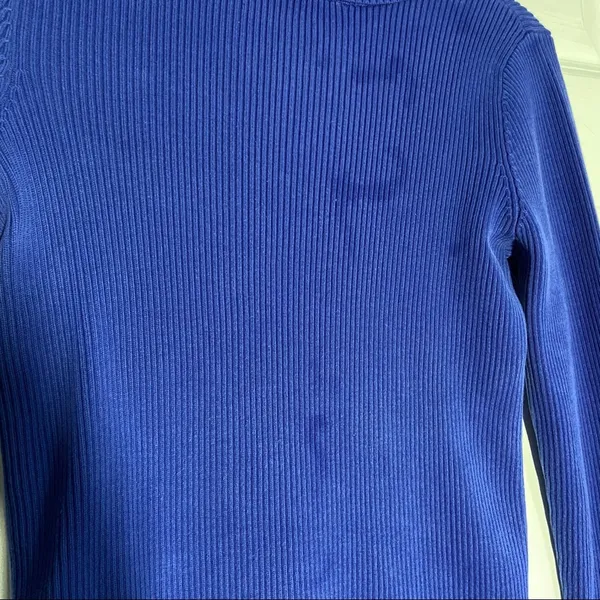 Lauren Ralph Lauren Turtleneck Ribbed Long Sleeve Jewel Tone Royal Blue XS - Image 3
