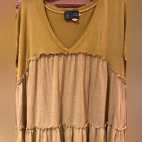 Saturday Sunday by Anthropologie Yellow Tiered Ruffle Maxi‎ Dress Size Small - Image 5