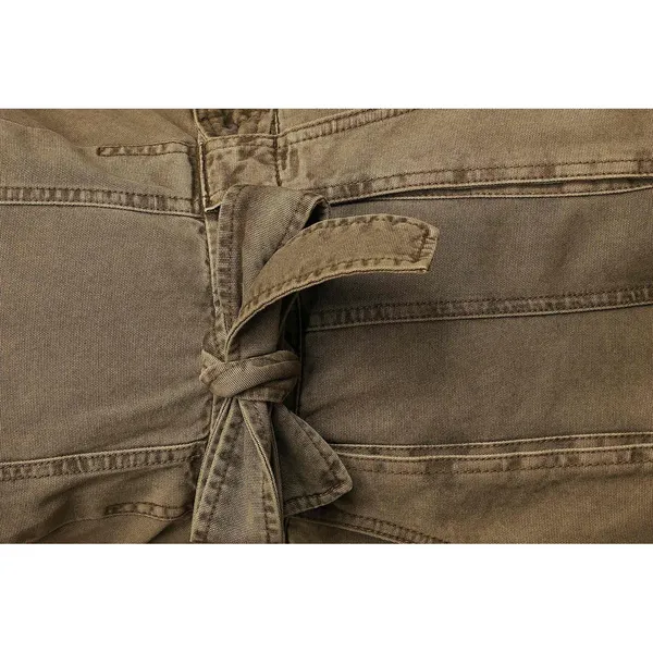 Free People FP Go West Olive Green Utility Cargo Denim Relaxed Leg Jumpsuit XS - Image 4