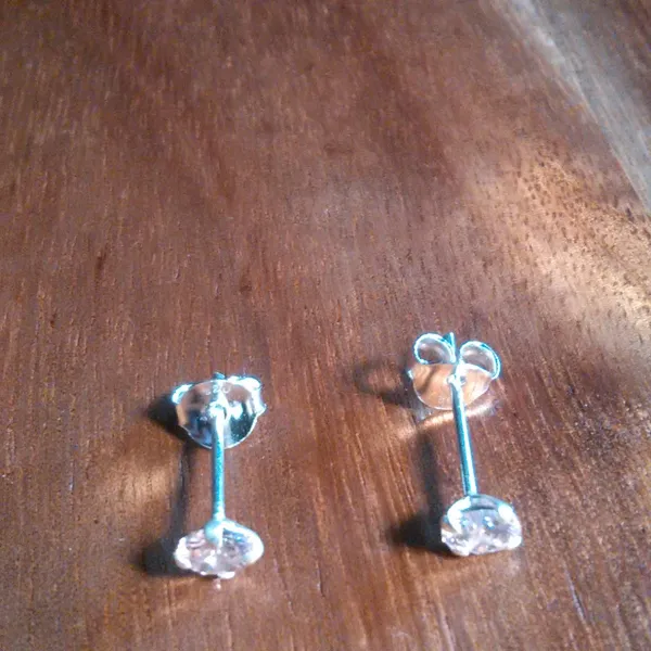 Simulated Pink Diamond Sterling Silver Stud Earrings - Image 4
