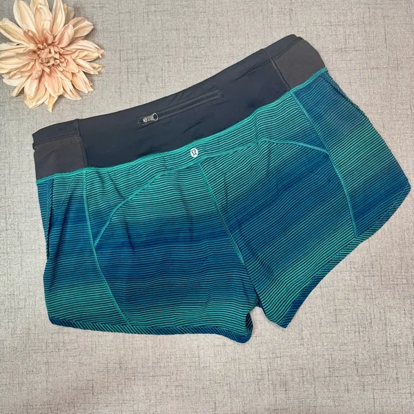 Lululemon Real Quick High Rise Athletic Shorts Simply Radiant Hunter Green Black - Image 5