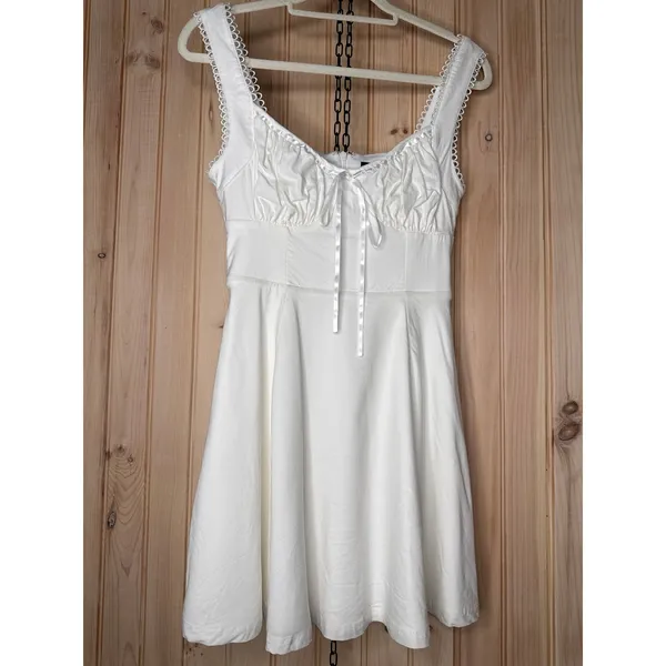 NWOT Lulus Exceptionally Loved White Bustier Skater Mini Dress Engagement Size S - Image 2