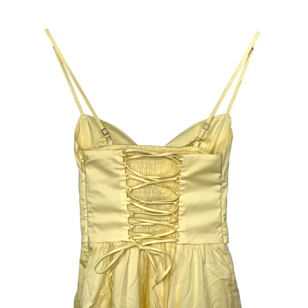 NWT Babyboo Mariella Lemon Yellow Lace Up Corset Fit & Flare Midi Dress Size XS - Image 11