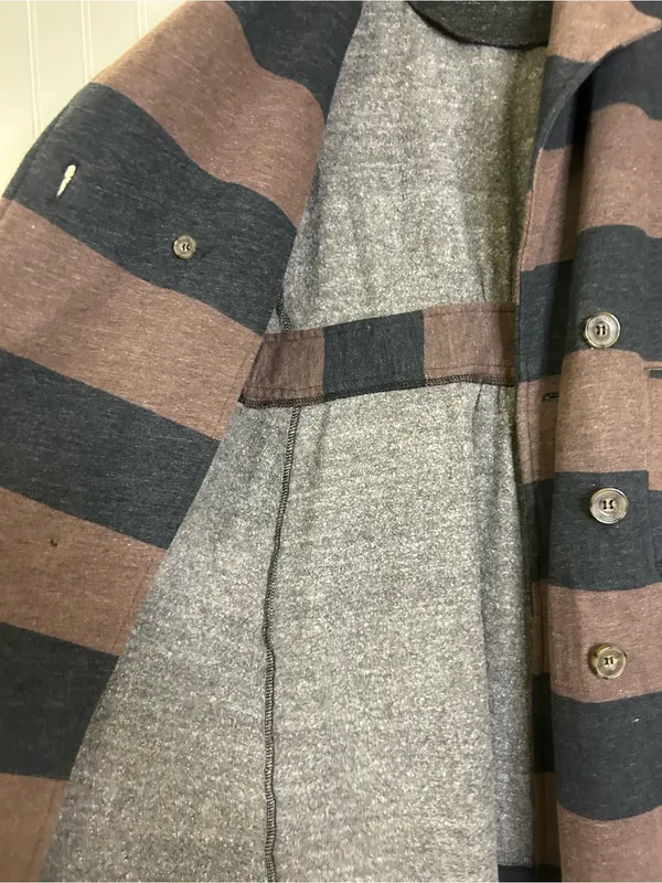 Splendid Black/Brown Stripe Lightweight Terry Knit Peacoat Size Small - Image 6