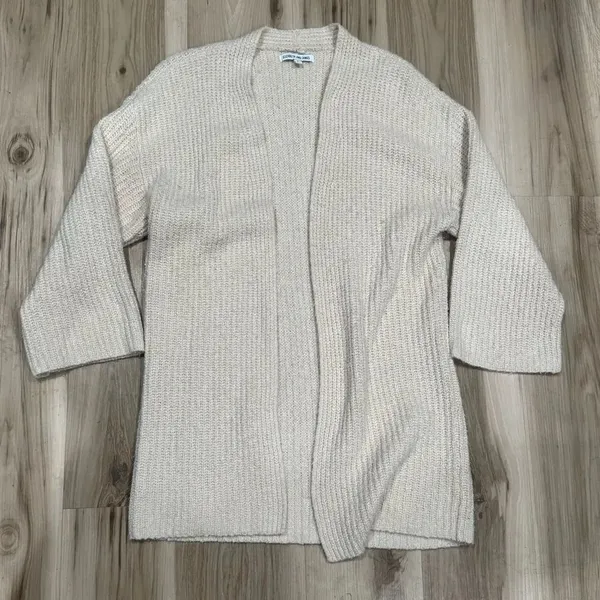 Elizabeth and James Knit Open Front Cream Cardigan Women’s Small - Image 2