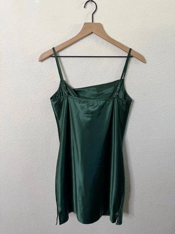 NWT Heiress Beverly Hills‎ Emerald Green Satin Slip Mini Dress Womens Size S - Image 6